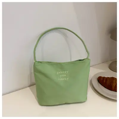 Pink Embroidered One-Shoulder Bucket Bag for Women