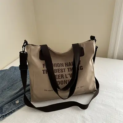 Women's Black Canvas Commuter Bag 2024 Large Capacity