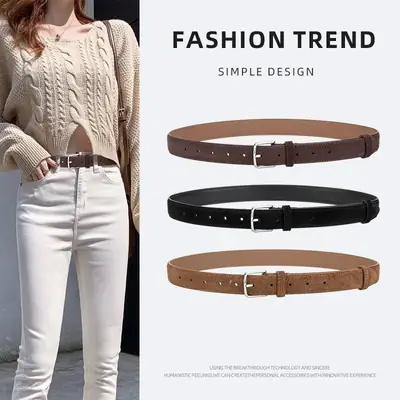 New Genuine Leather Women's Belt with Alloy Buckle