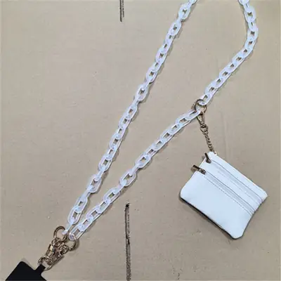 White Crossbody Bag with Chain Strap for Women