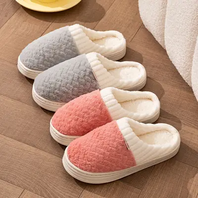 Cotton Slippers for Men Grey Pink White Thick Soled