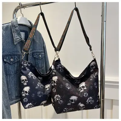 Navy Blue Skull Crossbody Bag Large Capacity