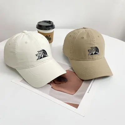 Beige Embroidered Baseball Cap Unisex Spring Autumn