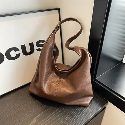 Brown Leather Crossbody Bag with Matching Pouch for Women