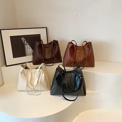 Brown Leather Retro Commuter Tote Bag 2024