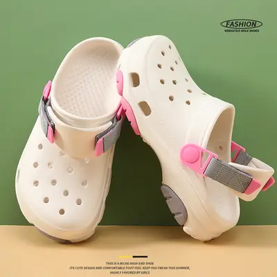 Women's White EVA Sandals with Pink Strap