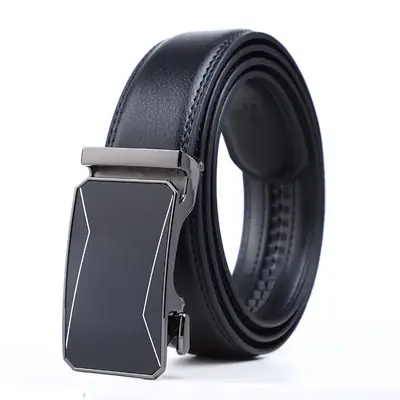 Men's Black Alloy Belt with Buckle for Business Casual Wear