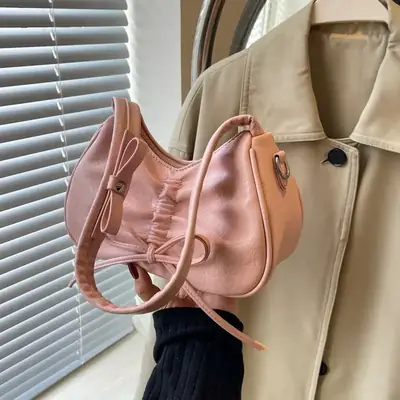 Black Bow Shoulder Bag for Women 2024 Spring Summer