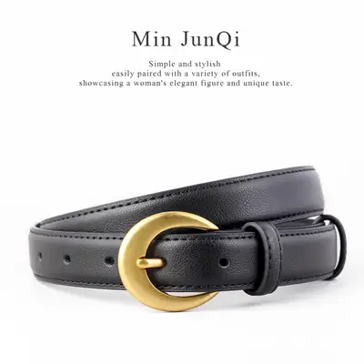 2025 Genuine Leather Belt for Women, Cowhide, Gold Clasp