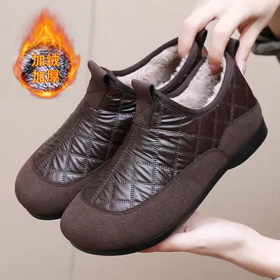 Brown Fleece Lined Winter Sneakers with Anti-Slip Sole