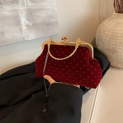 Women's Chain Shoulder Crossbody Bag with Metal Buckle