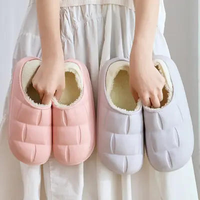 in stock New Winter Cotton Slippers Women's Warm Waterproof Cotton Slippers Couple Thick Sole Autumn and Winter Shoes Men's Wholesale Shoes