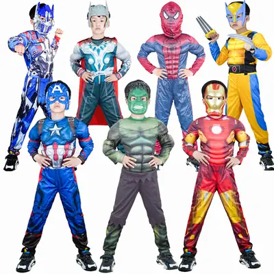 Halloween Kids COS Iron Man Hulk Captain America Optimus Prime Clothes Spider Flash Costume