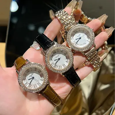 Luxury Women's Roman Dial Watch with Diamond Strap
