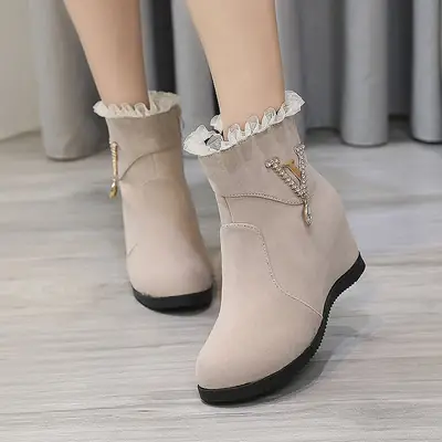 Women's Fleece Lined Boots with Rhinestone Detail