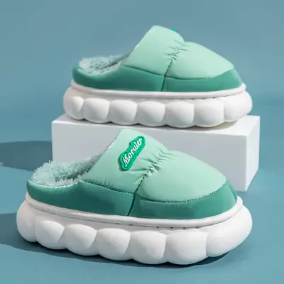 Winter Children's Cotton Slippers with Heel, Parent-Child Cotton Shoes, Big Children's Warm Non-Slip Waterproof down Shoes, Home Children's Style