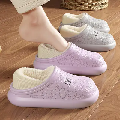 Women Winter Warm Cotton Slipper White