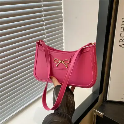 Black Bow Embroidered Shoulder Bag for Women