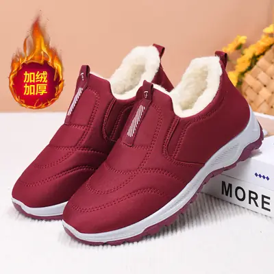 2025 Winter New Style Fleece-Lined Warm Thickened Old Beijing Cotton Shoes for Women, Short Versatile Women's Boots, Couple's Style Men's Shoes