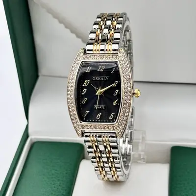 Gold Diamond Watch for Women with Quartz Dial