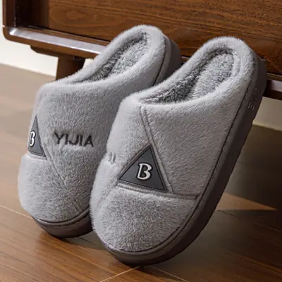 EVA Cotton Fluffy Slippers Men Plus Size Winter Warm