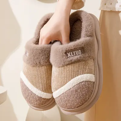 Women's Pink Fleece Slippers Winter Home Non-Slip