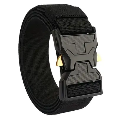 Men's Green Tactical Belt with Gold Buckle