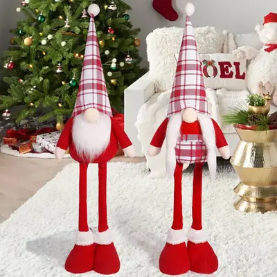 Cross Border Christmas Doll Red White Standing Dwarf Telescopic