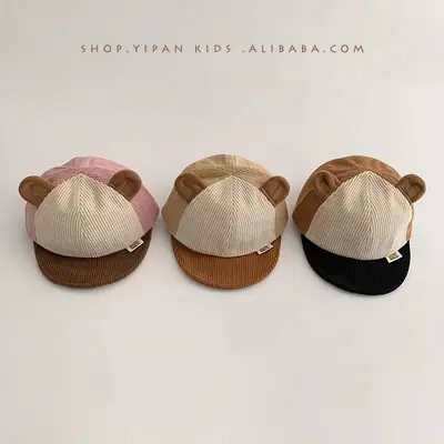 Baby Corduroy Cap Brown Winter Warm Baseball Cap