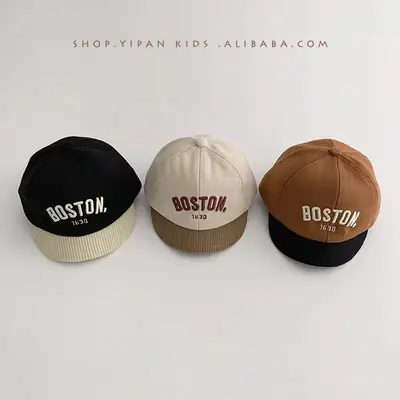 Boston Letter Baby Cap Winter Warm Windproof