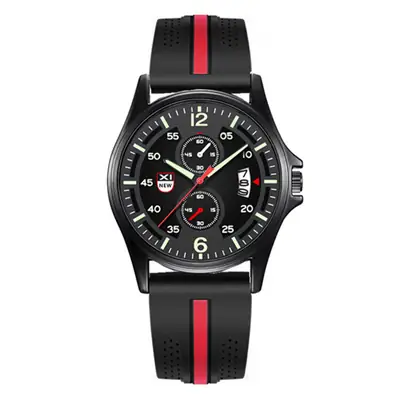 Men's Green Dial Chronograph Watch with Black Orange Strap