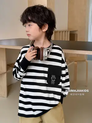 Boys Striped Long Sleeve T-Shirt 2026 Spring Collection