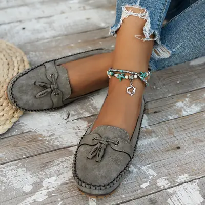 Laser Embroidered Navy Loafers Plus Size Flat Heel