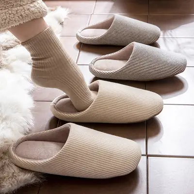 New Style Quiet Japanese Style Soft Bottom Cotton Slippers Autumn Men and Women Couple Home Indoor Non-slip Floor Moon Shoes Spring