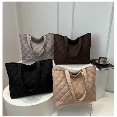 Black Rhombic Shoulder Tote Bag Large Capacity Casual Women