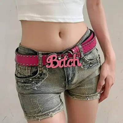 Ins Harajuku Belt Women Pink Rivet Spice Girls Y2K