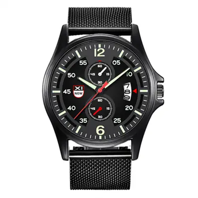 Men's Stainless Steel Chronograph Watch Black Analog