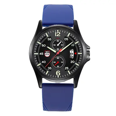 Men's Green Dial Date Quartz Silicone Band Watch