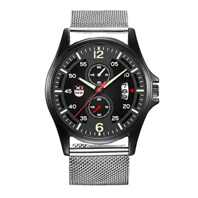 Men's Black Chronograph Watch with Stainless Steel Band