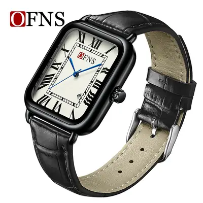 Retro Square Roman Scale Quartz Watch for Men Women Brown Belt