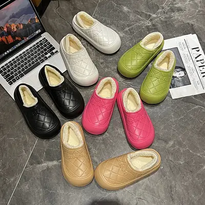 Women's Waterproof Cotton Slippers Winter Warm Pink