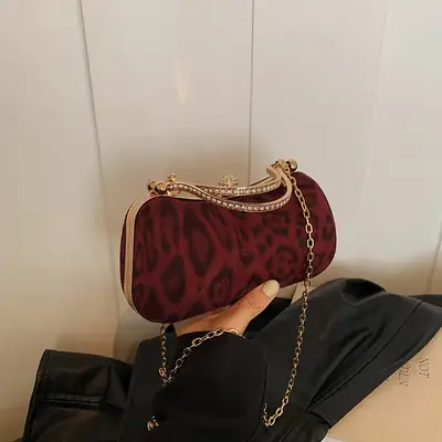 Leopard Print Chain Shoulder Bag Women 2024