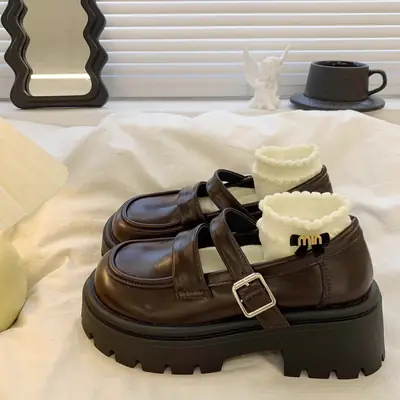 Women's Retro British Platform Shoes 2024 Spring New College-style Japanese Jk Dress Mary Jane Shoes
