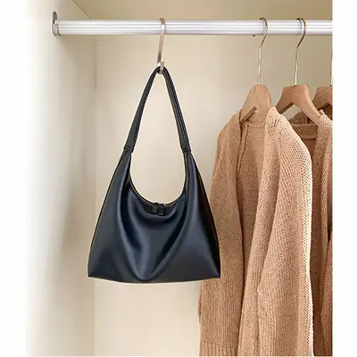 Soft Leather Retro Shoulder Bag in Milk Tea Color