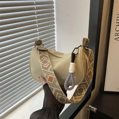 Black Canvas Shoulder Bag for Women 2024