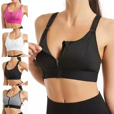 Adjustable Pink Sports Bra with Shockproof Design