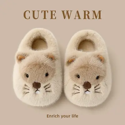 Winter Cartoon Plush Slippers for Women Men