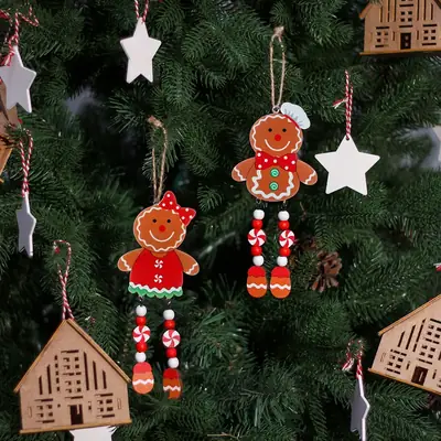 Gingerbread Man Christmas Hanging Pendant with Long Legs