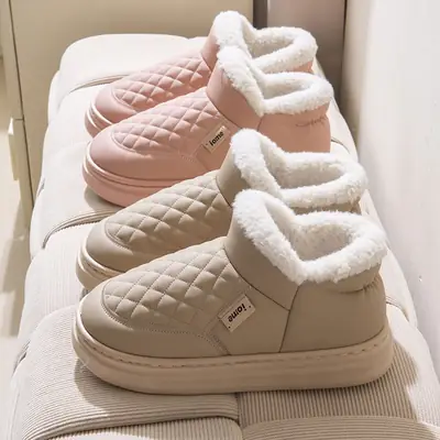 Fleece Lined Warm Slippers for Men Women Autumn