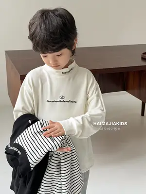 2025 Kids Korean Style Long Sleeve T-Shirt White Winter